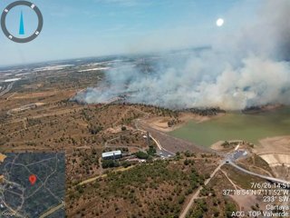 Incendio declarado el 7 de junio en las proximidades del camping Waingunga de Lepe (Huelva).