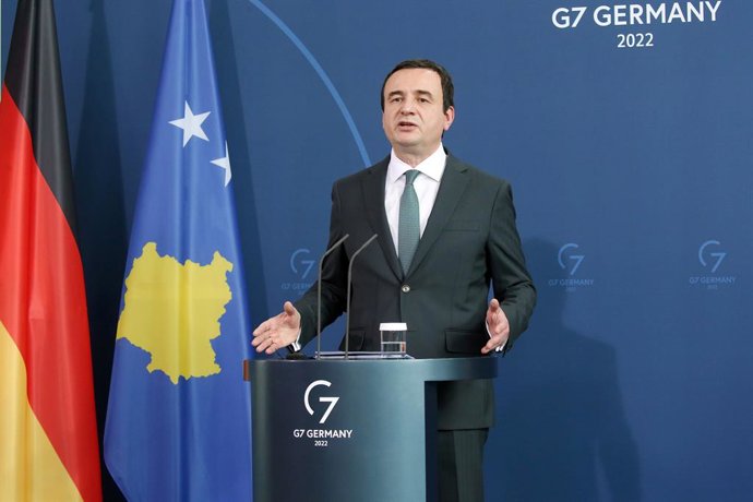 Archivo - FILED - 04 May 2022, Berlin: Kosovo's Prime Minister Albin Kurti speaks during a press conference. Photo: Wolfgang Kumm/dpa