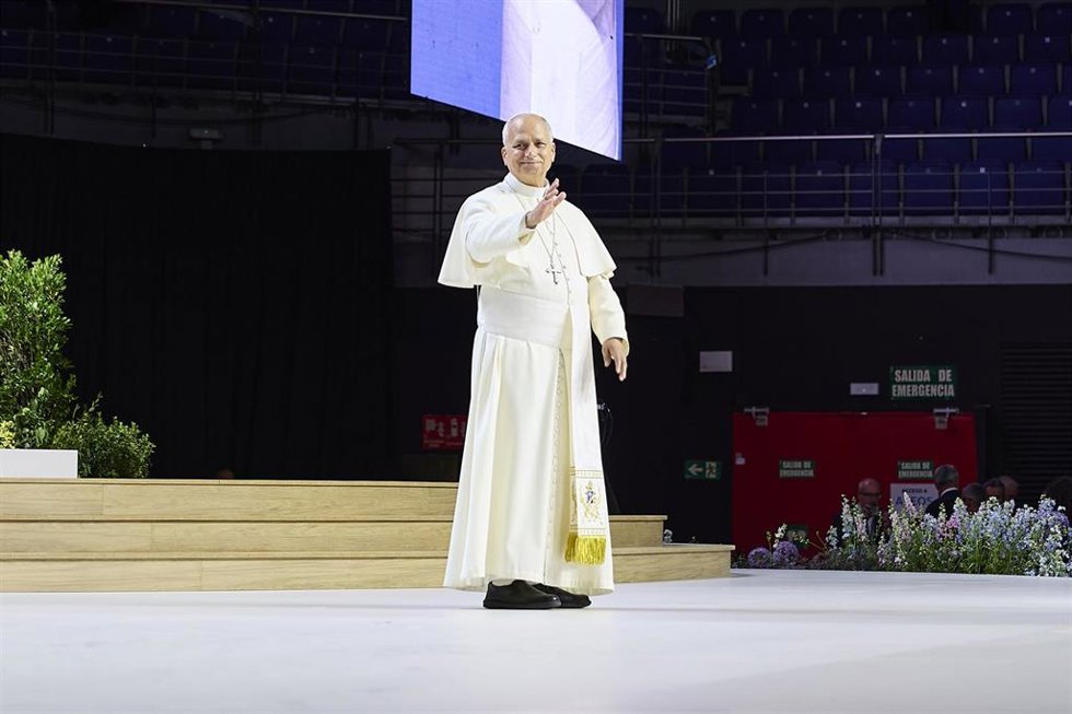 El Papa León XIV durante el encuentro 'Tejer redes con el mundo de la cultura, la educación, la empresa y el deporte'.