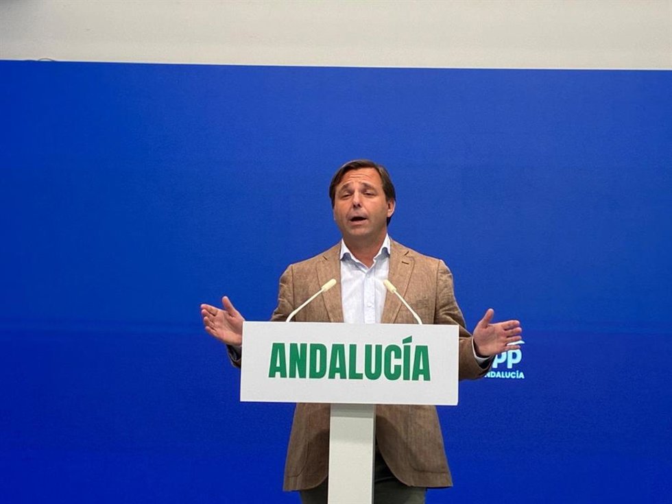 El secretario general del PP-A, Antonio Repullo, este lunes en Sevilla
