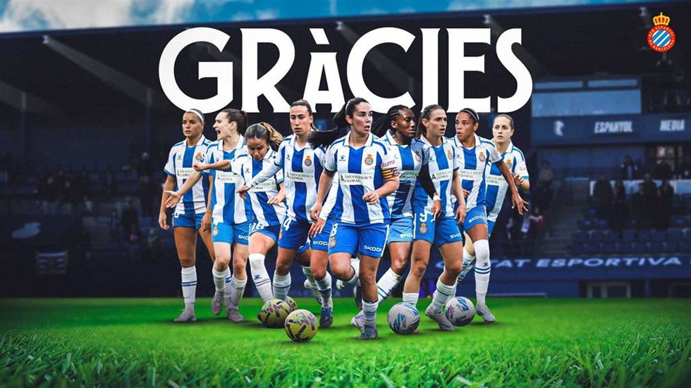 Caracas, Durán, Campo, Del Álamo, Ballesté, Botero, Ferguson, Martínez y Perea (no en orden en la fotografía) dejan el Espanyol femenino