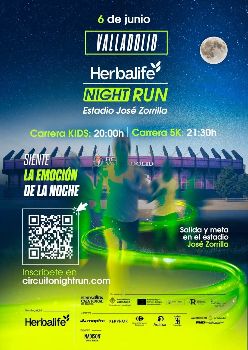 Cartel de la carrera Herbalife Night Run celebrada en Valladolid.