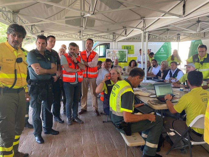 La delegada de la Junta de Andalucía en Cádiz, Mercedes Colombo, este lunes en El Bosque en el Comité Asesor Provincial del Plan Infoca, donde se ha celebrado además un simulacro de incendios