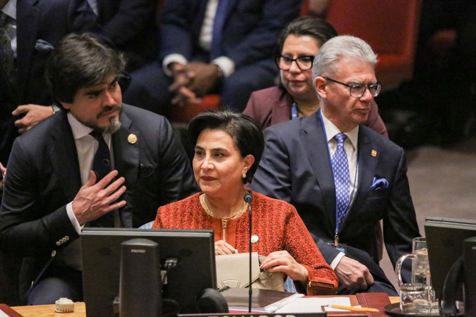 Archivo - La ministra de Exteriores de Ecuador, Gabriela Sommerfeld, durante una sesión en Naciones Unidas. 