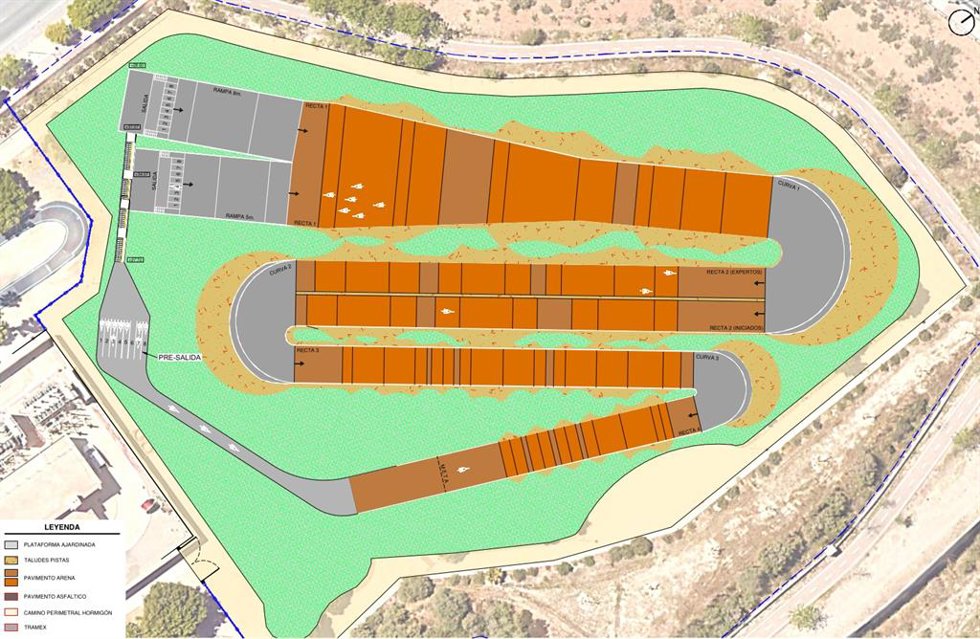 Plano del proyecto de construcción de la futura pista BMX en el Recinto Ferial de Almería.