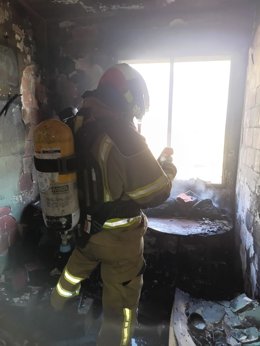 Incendio en la antigua estación de Calamocha (Teruel)