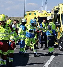 Accidente de tráfico en la M-50 a la altura de Paracuellos del Jarama.