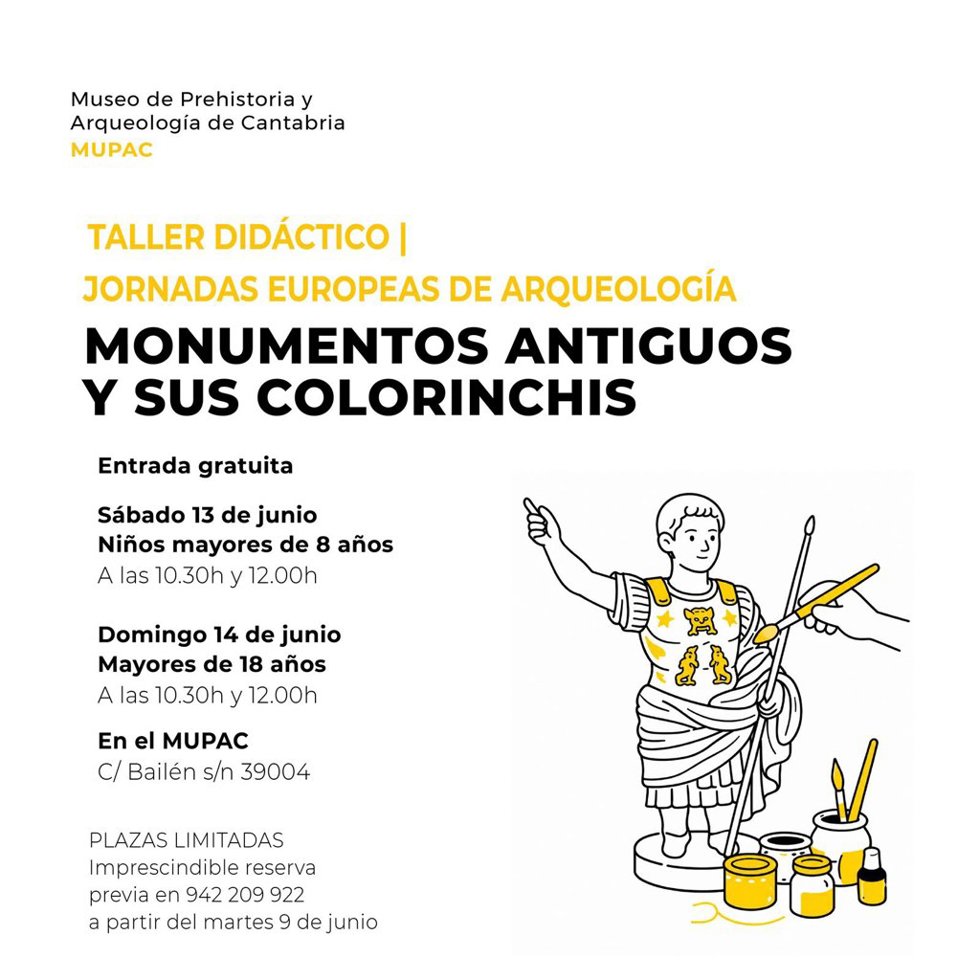 Cartel del taller 'Monumentos antiguos y sus colorinchis' que se celebrará este fin de semana en el MUPAC