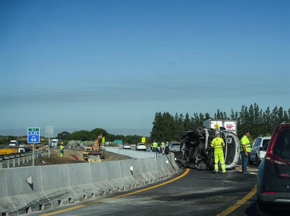 Accidente en la A-49, a la altura de Niebla (Huelva).