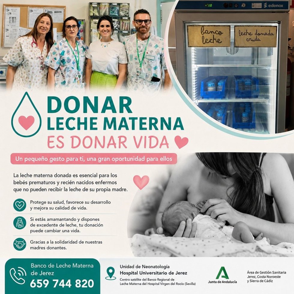 Cartel de la campaña para fomentar la donación de leche materna en el Hospital de Jerez.