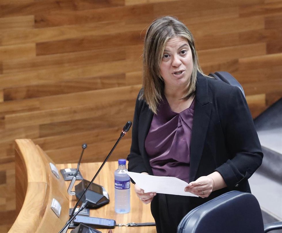 La Vicepresidenta y Consejera de Presidencia, Reto Demográfico, Igualdad y Turismo Jimena Llamedo, en el Pleno.