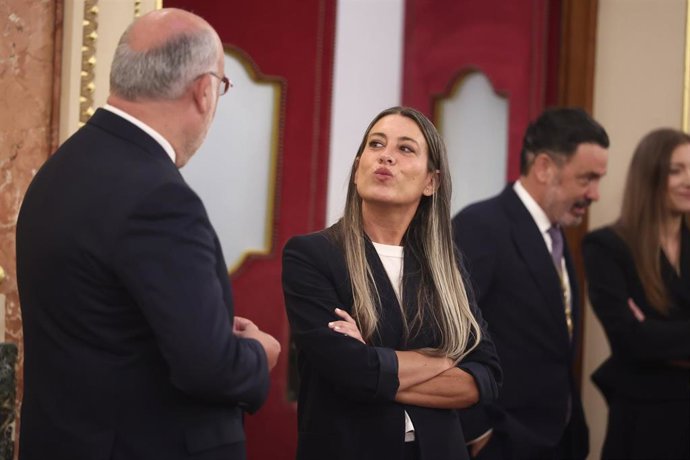La portavoz de Junts en el Congreso, Miriam Nogueras, durante la visita del Papa León XIV al Congreso de los Diputados, a 8 de junio de 2026, en Madrid (España). 