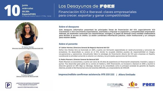 Financiación con ICO e Iberval en Los Desayunos de FOES.
