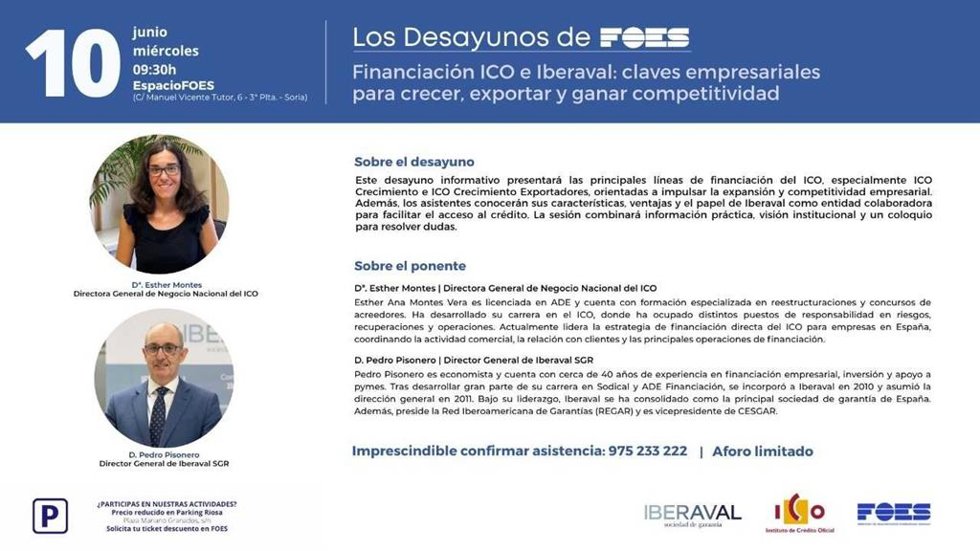 Financiación con ICO e Iberval en Los Desayunos de FOES.