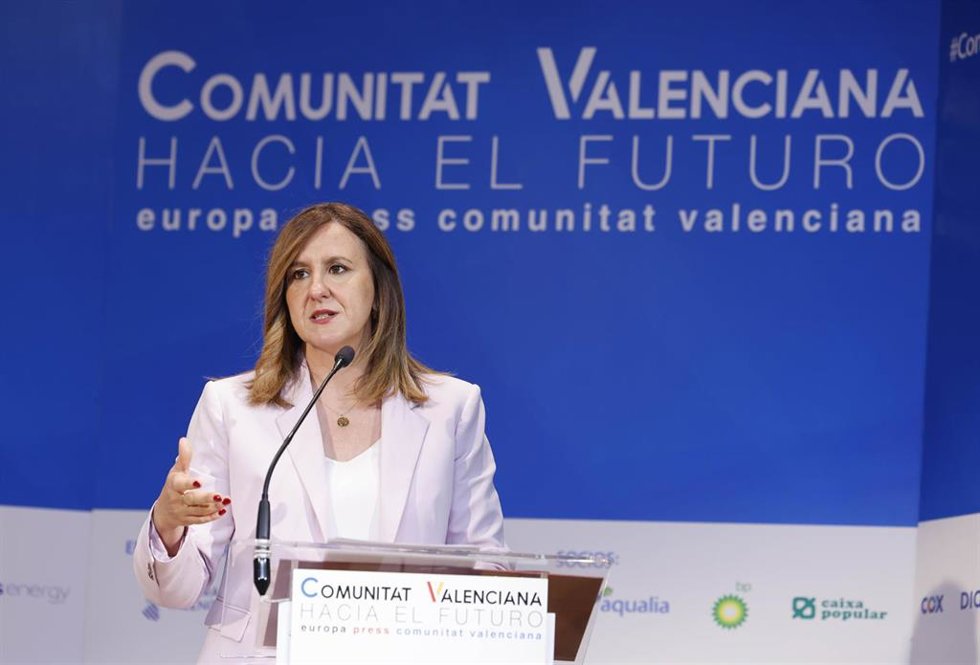 La alcaldesa de Valencia, María José Catalá, durante la IV Edición de las Jornadas ‘Comunitat Valenciana hacia el futuro’, en el Auditorio Miguel Burdeos, a 9 de junio de 2026, en Valencia