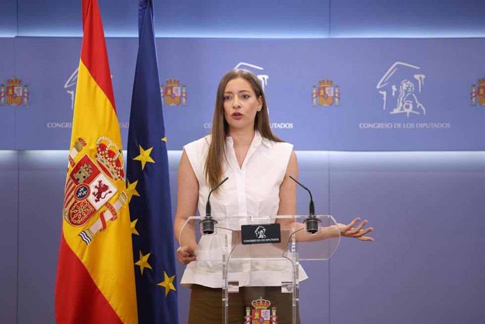 La portavoz del PP en el Congreso, Ester Muñoz, durante una rueda de prensa, en el Congreso de los Diputados, a 9 de junio de 2026, en Madrid (España).