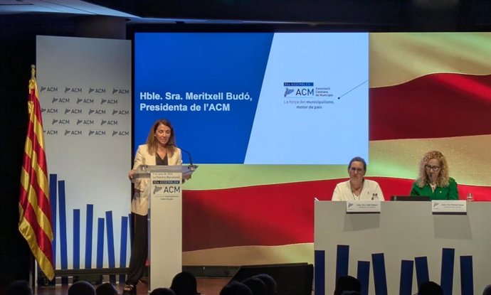 La presidenta de la ACM, Meritxell Budó, en la clausura de la 30 Asamblea de la entidad.