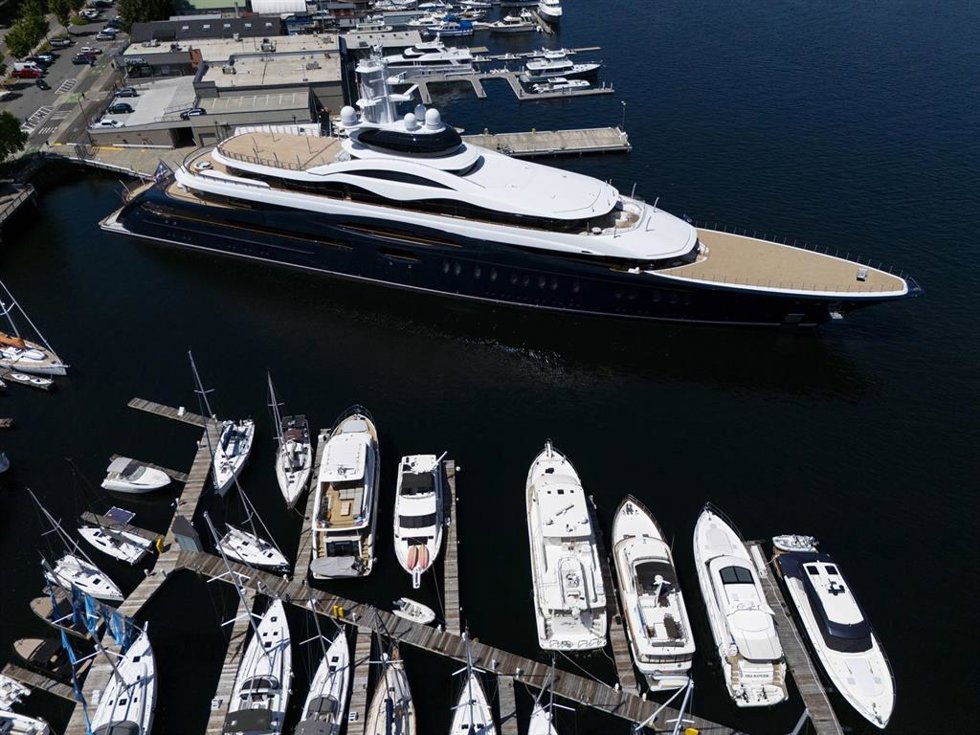 May 28, 2026, Seattle, Washington, USA: A drone view of the superyacht Launchpad, believed to be owned by Meta CEO Mark Zuckerberg