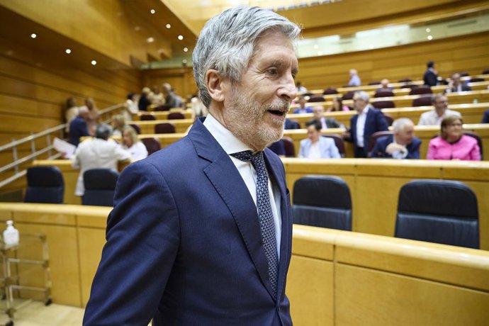 Fernando Grande-Marlaska, Ministre de l'Interior, durant una sessió de control al Govern, en el Senat, a 9 de juny del 2026, a Madrid (Espanya). 