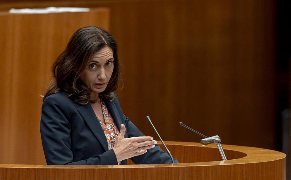 La portavoz del Grupo Mixto de las Cortes de Castilla y León, Alicia Gallego, interviene durante el pleno de investidura del presidente de la Junta de Castilla y León, Alfonso Fernández Mañueco, en las Cortes de Castilla y León, a 9 de junio.