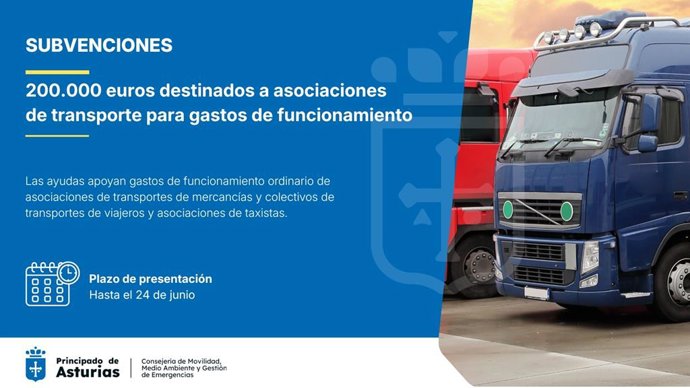 Convocatoria de ayudas destinadas a apoyar la actividad de las asociaciones profesionales de transportistas en Asturias.