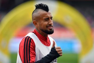 Futbol, Deportes La Serena vs Colo Colo. Fecha 14, Liga de primera 2026. El jugador de Colo Colo Arturo Vidal, es fotografiado durante un partido de la liga de primera disputado en el estadio La Portada en La Serena, Chile. 30/05/2026 Alejandro Pizarro