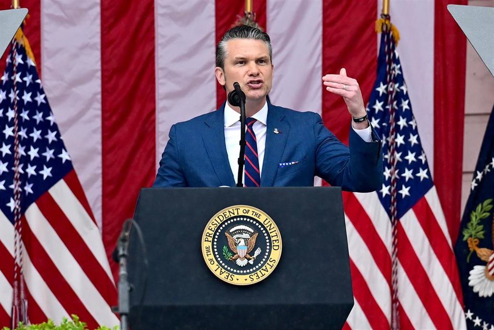 El secretario de Defensa de Estados Unidos, Pete Hegseth, durante un acto en mayo de 2026 (archivo)