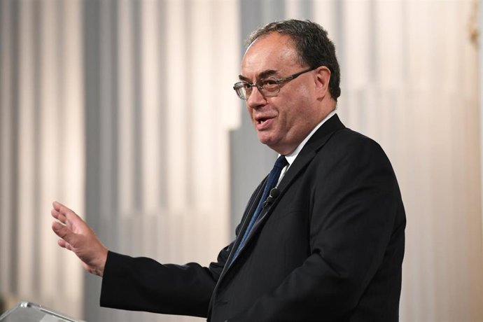 Archivo - 01 July 2021, United Kingdom, London: Bank of England Governor Andrew Bailey speaks at the Financial and Professional Services Address, previously known as the Bankers dinner, at Mansion House. Photo: Stefan Rousseau/PA Wire/dpa