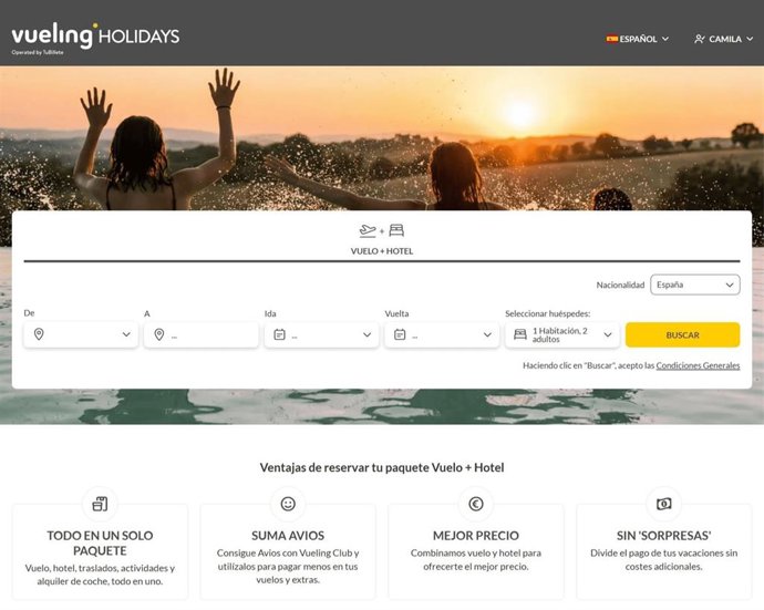 Imagen de Vueling Holidays, la nueva plataforma de paquetes vacacionales de Vueling.