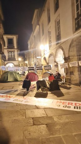 La acampada del textil en la Rúa do Vilar