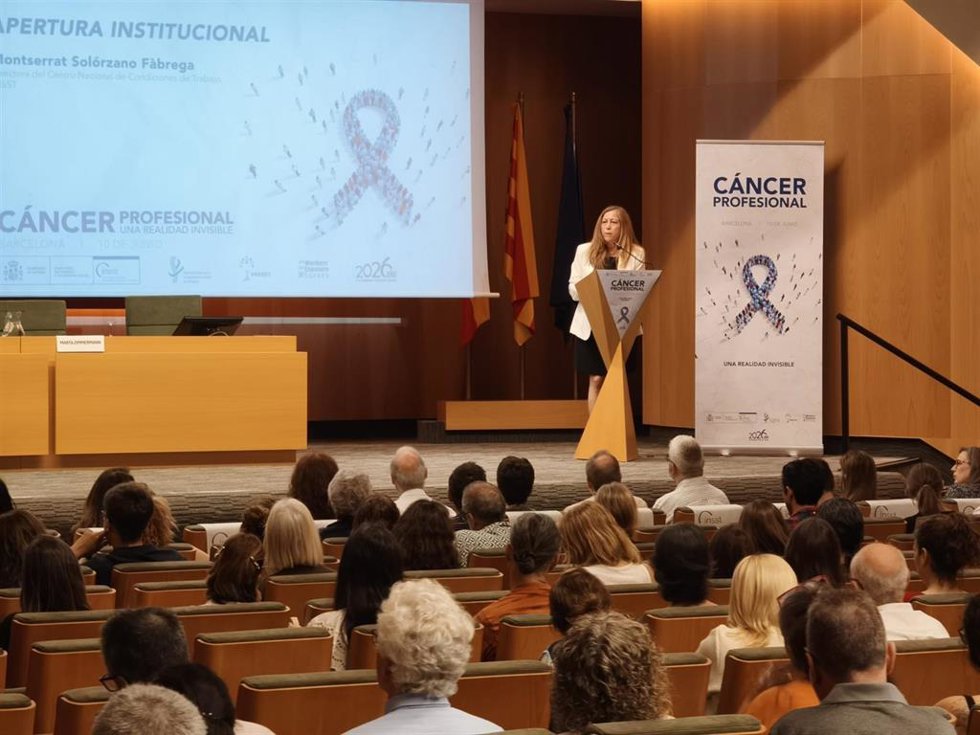 Imagen de la jornada 'Cáncer de origen laboral: una realidad invisible' este miércoles en Barcelona.