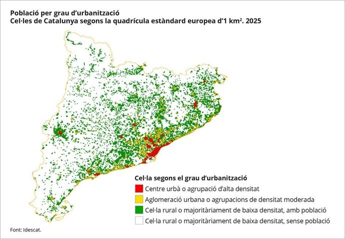 Población catalana por grado de urbanización