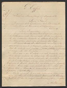 Uno de los documentos que se podrán apreciar en la visita guiada al Archivo de la Diputación de Cáceres sobre el proyecto de ampliación del puente ferroviario de Alconétar, diseñado por el ingeniero francés Gustave Eiffel