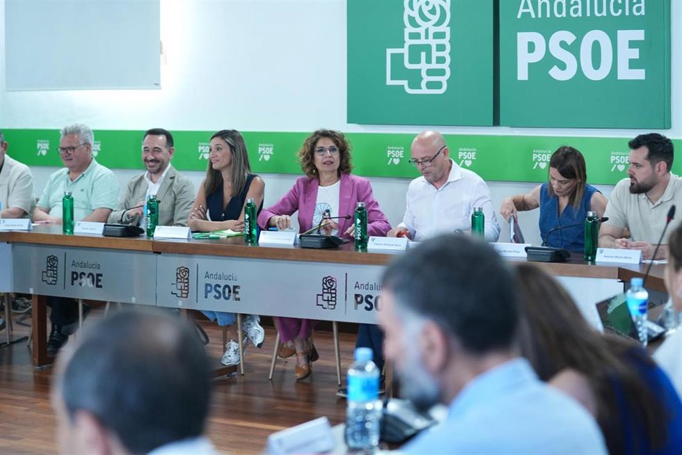 La secretaria general del PSOE de Andalucía, María Jesús Montero, preside una reunión de la Comisión Ejecutiva Regional del partido. A 10 de junio de 2026 en Sevilla, Andalucía (España).La secretaria general del PSOE de Andalucía, María Jesús Montero, pre