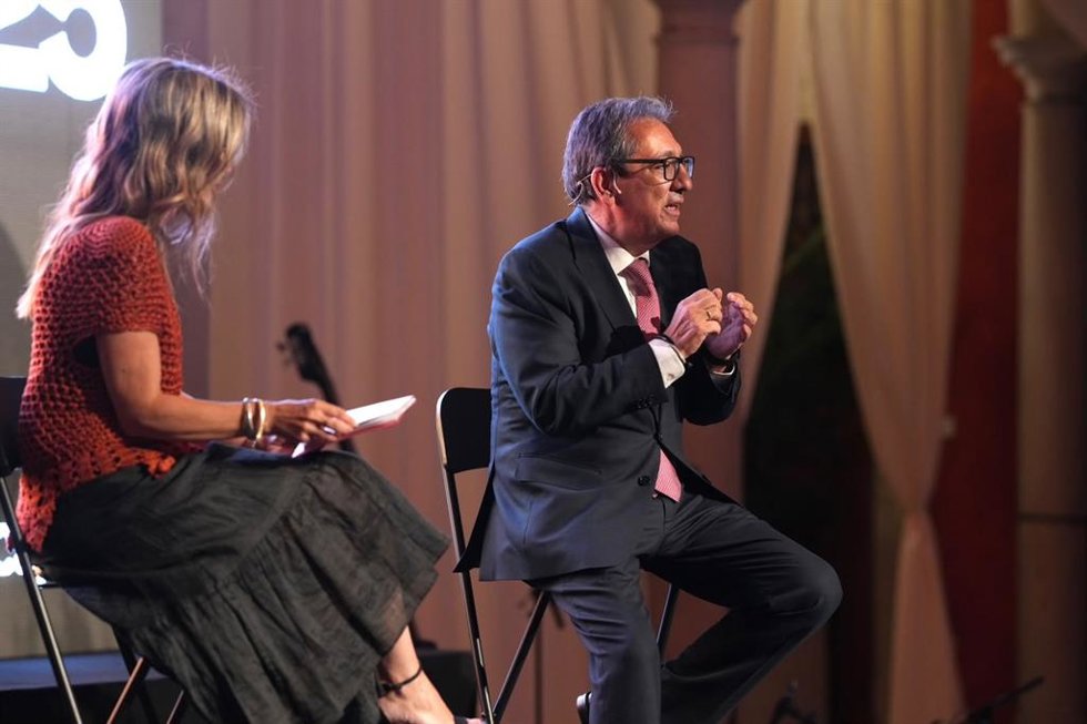 El presidente de la Fundación Cajasol, Antonio Pulido, durante su intervención en la presentación de la memoria de actividades 2025 de la entidad.