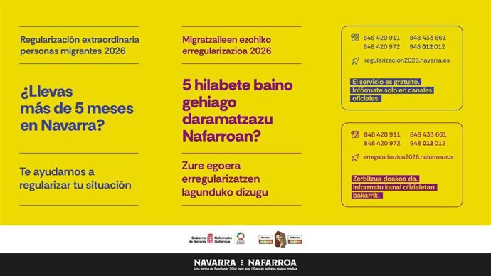 Cartel de la campaña informativa del proceso de regularización extraordinaria de migrantes.