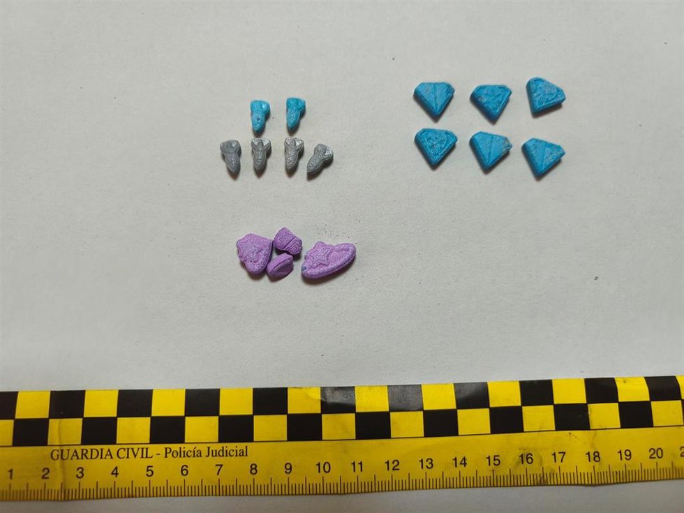 Pastillas de éxtasis intervenidas por la Guardia Civil.