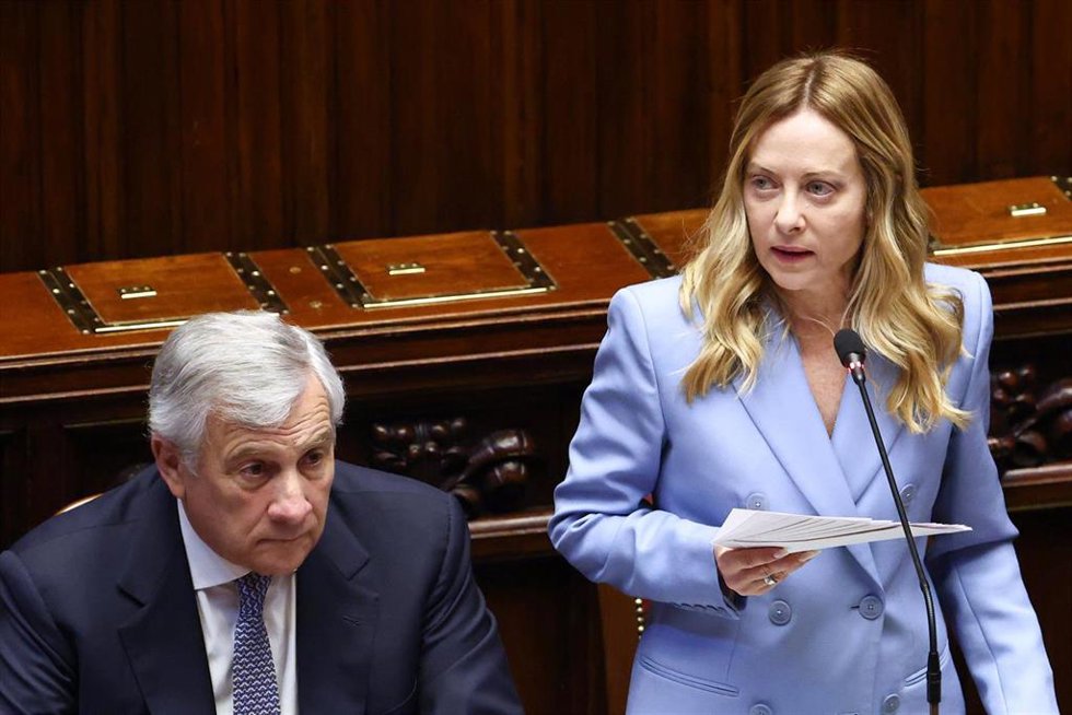 La primera ministra italiana, Giorgia Meloni, en una intervención parlamentaria. 