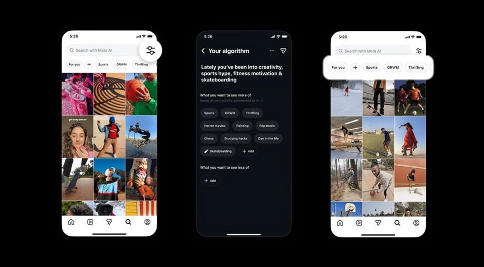 La herramienta 'Tu algoritmo' en la sección de Explorar de Instagram.