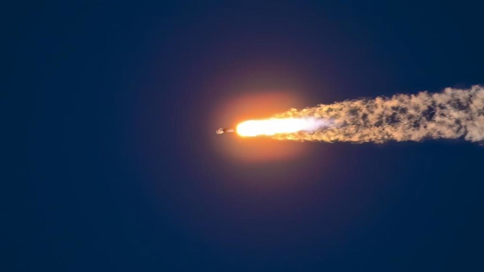 June 8, 2026, Merritt Island, Florida, USA: A SpaceX Falcon 9 rocket carrying 29 Starlink satellites