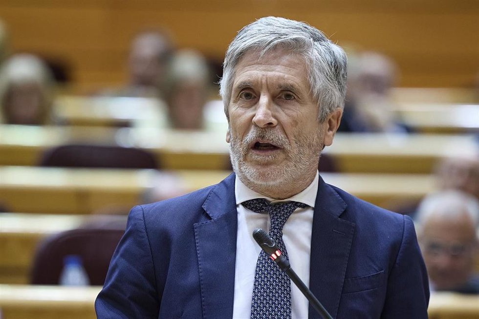 Fernando Grande-Marlaska, Ministro del Interior, durante una sesión de control al Gobierno, en el Senado, a 9 de junio de 2026, en Madrid (España).