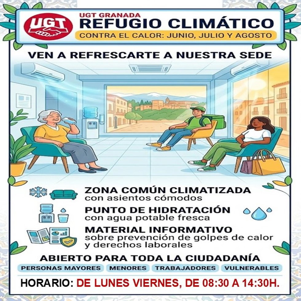 UGT Granada habilita su sede como refugio climático contra el calor durante los meses de verano
