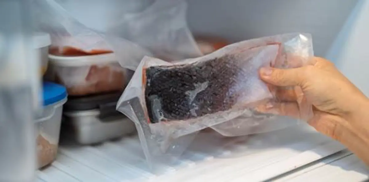 Salmón en un envase de plástico