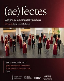 Cartel del Cor Jove de la Comunitat Valenciana que ofrece un concierto en la Iglesia de El Salvador de Teruel este viernes