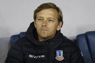 Futbol, Universidad Catolica vs Union La Calera Fecha 10, Liga de Primera 2026. El entrenador de Union La Calera Martin Cicotello es fotografiado durante el partido de la Liga de primera contra Universidad Catolica realizado en el estadio Claro Arena de