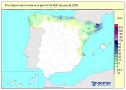 España registra 601 l/m2 de lluvias acumuladas desde octubre, un 13% más de lo habitual.