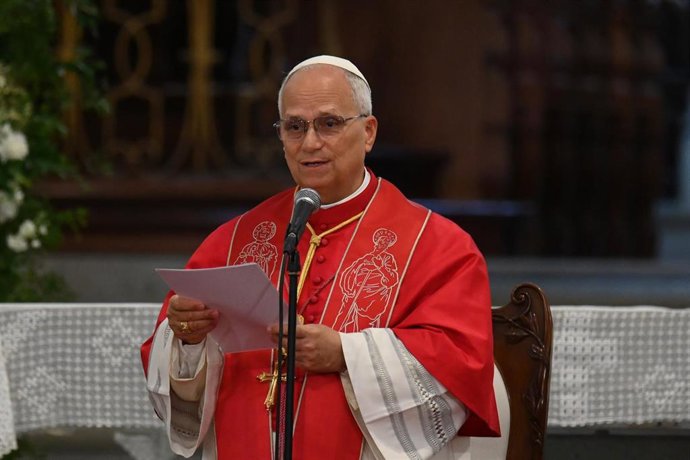 El Papa León XIV durante la celebración del encuentro diocesano con el clero, religiosos y agentes de pastoral, a 11 de junio de 2026, en Las Palmas de Gran Canaria, Islas Canarias (España). Este acto eclesial, presidido por el Papa León XIV en la históri
