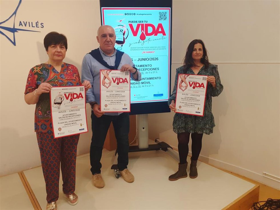 Presentación del maratón de donaciones de sangre en Avilés.