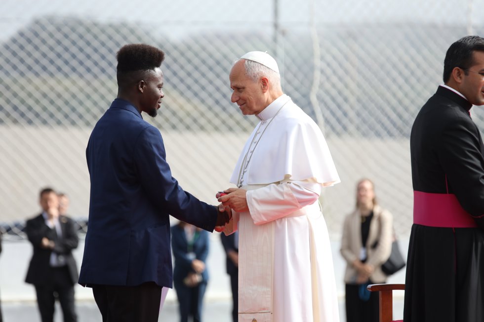 El Papa León XIV durante un encuentro con migrantes en el Centro Las Raíces, a 12 de junio de 2026, en San Cristóbal de La Laguna, Santa Cruz de Tenerife, Islas Canarias (España).