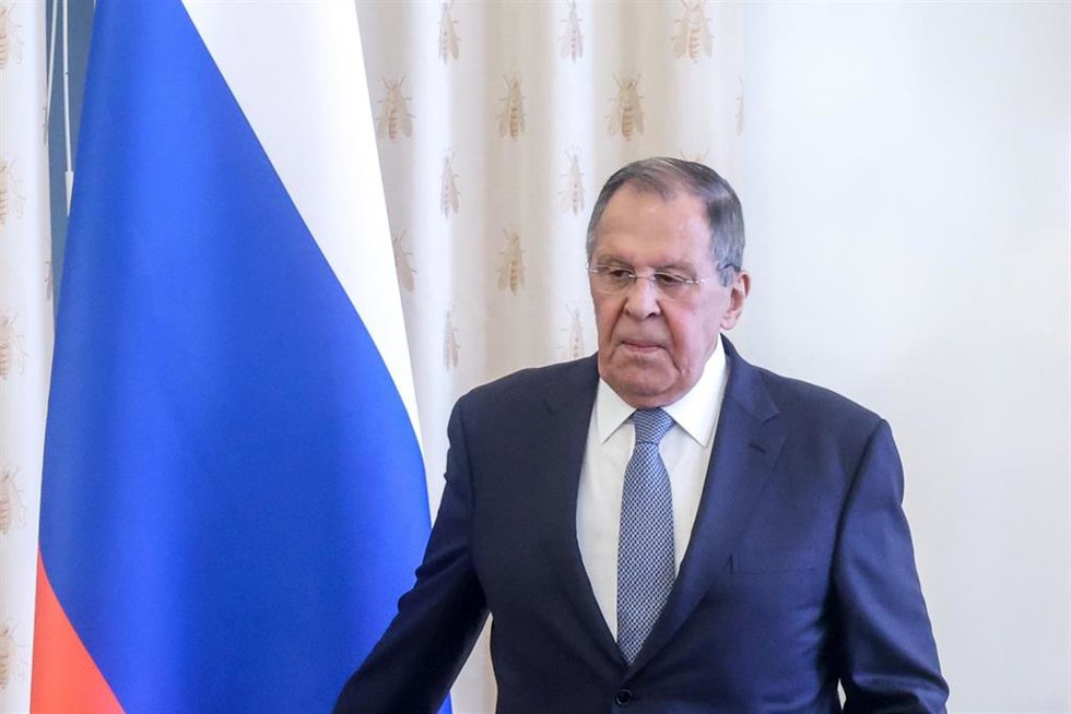 El ministro de Exteriores ruso, Serguei Lavrov, ofrece una rueda de prensa en Moscú. 